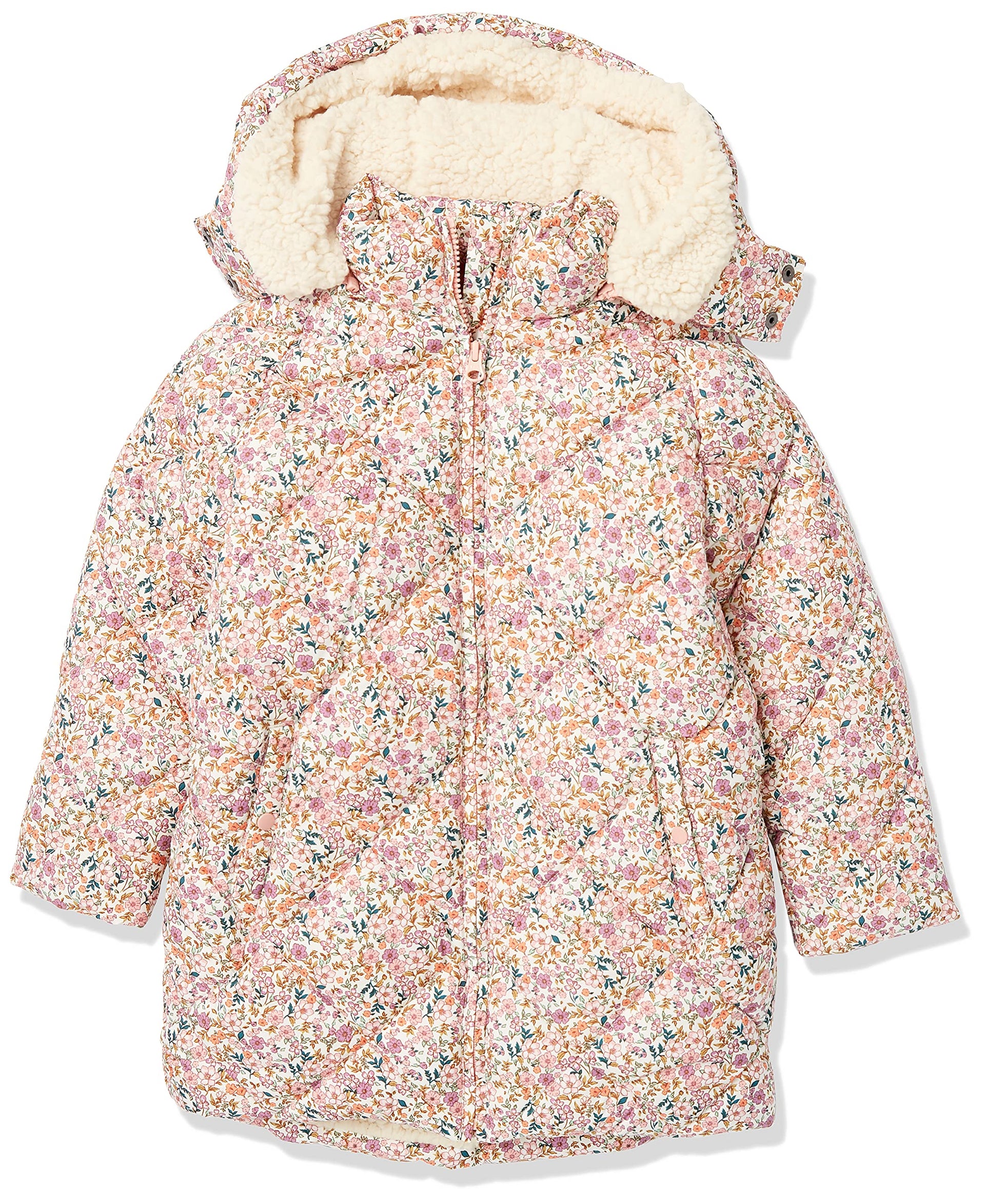 Amazon Essentials Girls and Toddlers' Long Quilted Cocoon Puffer Coat