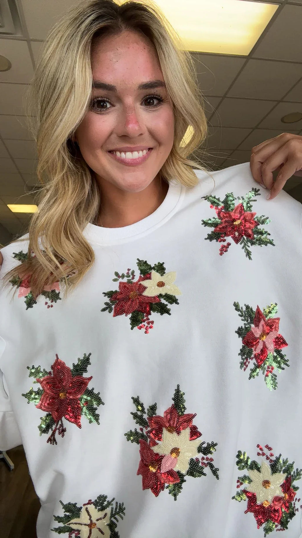 Preorder 11/5 : Sequin Poinsettia Pullover