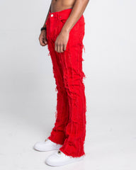 AJ672SK VERTICAL FRAYED STACKED JEANS