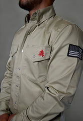 FR Western Style Pearl Snap - Khaki