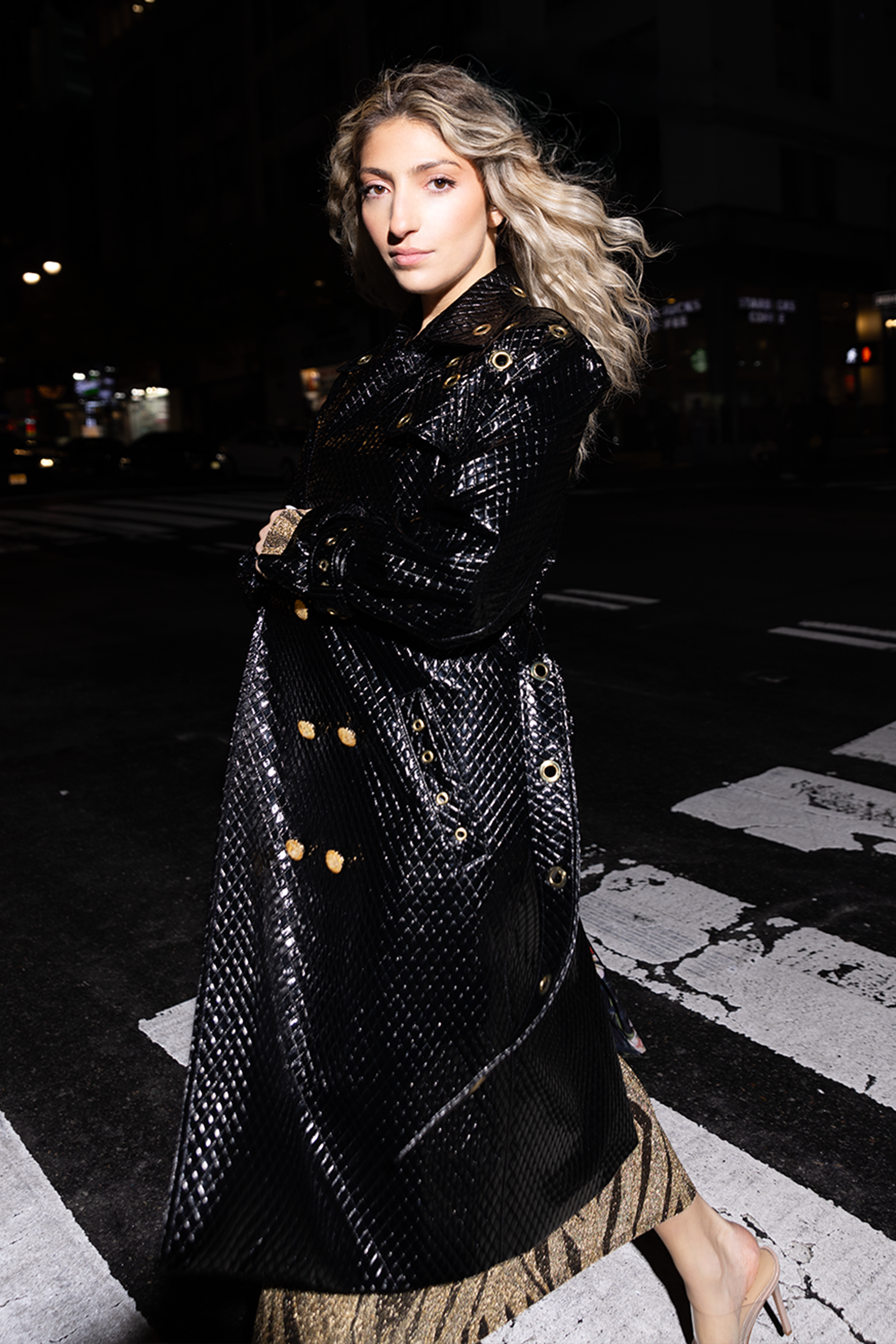 Trinity Quilted Vegan Leather Trench Coat