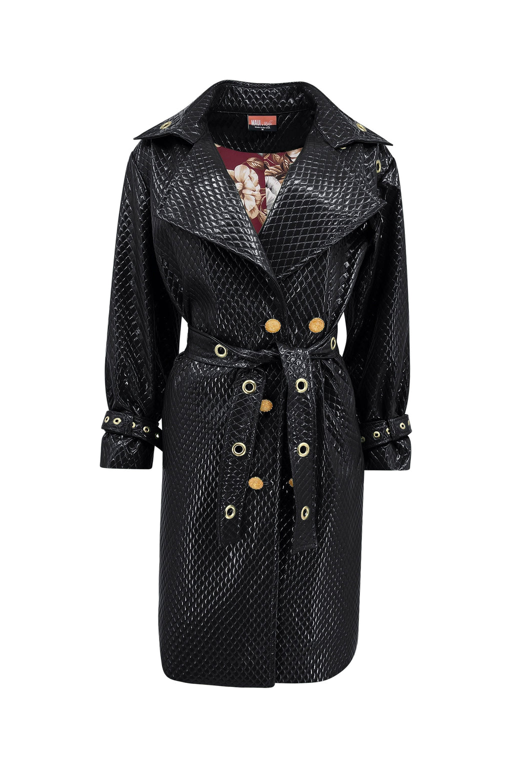 Trinity Quilted Vegan Leather Trench Coat