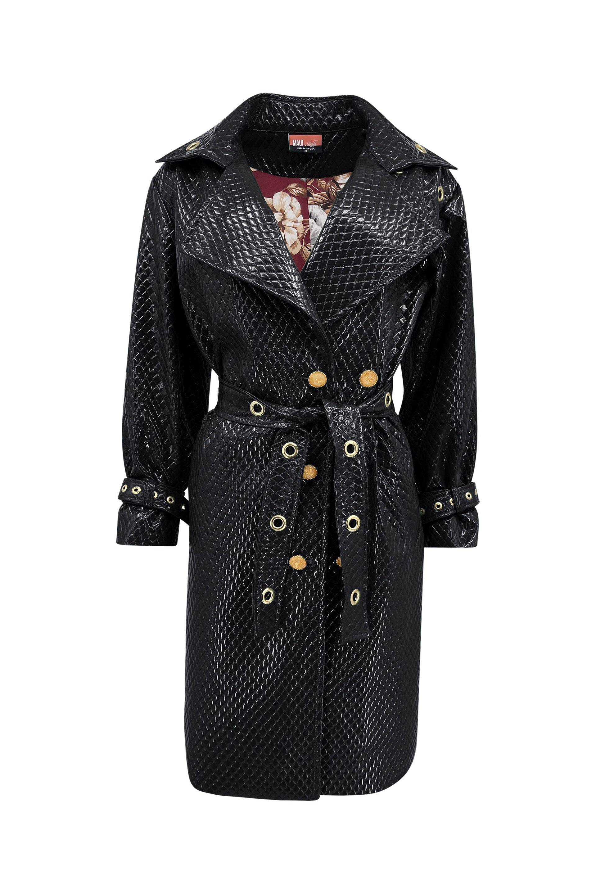 Trinity Quilted Vegan Leather Trench Coat