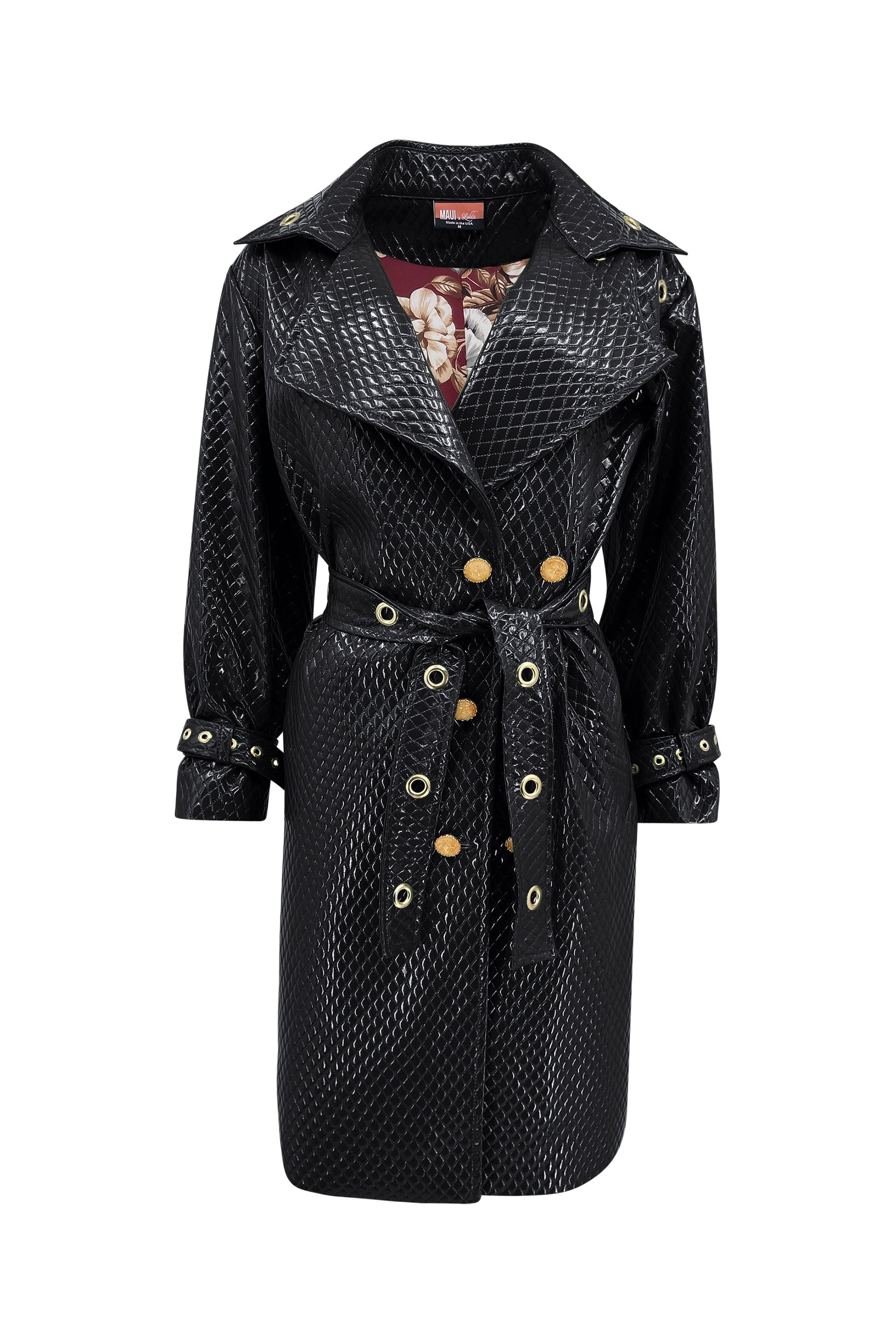 Trinity Quilted Vegan Leather Trench Coat