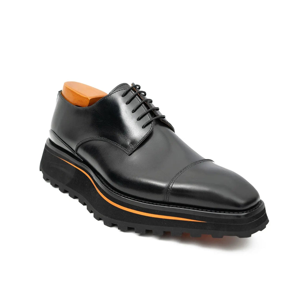 Calf leather dress three quarters derby shoes Black