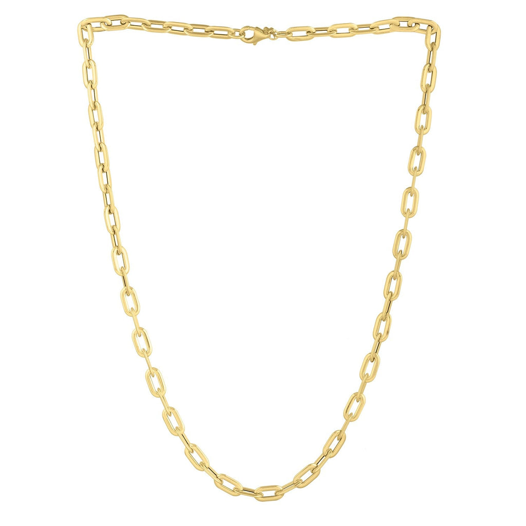 Oval Domed Paperclip Necklace in 14K Yellow Gold
