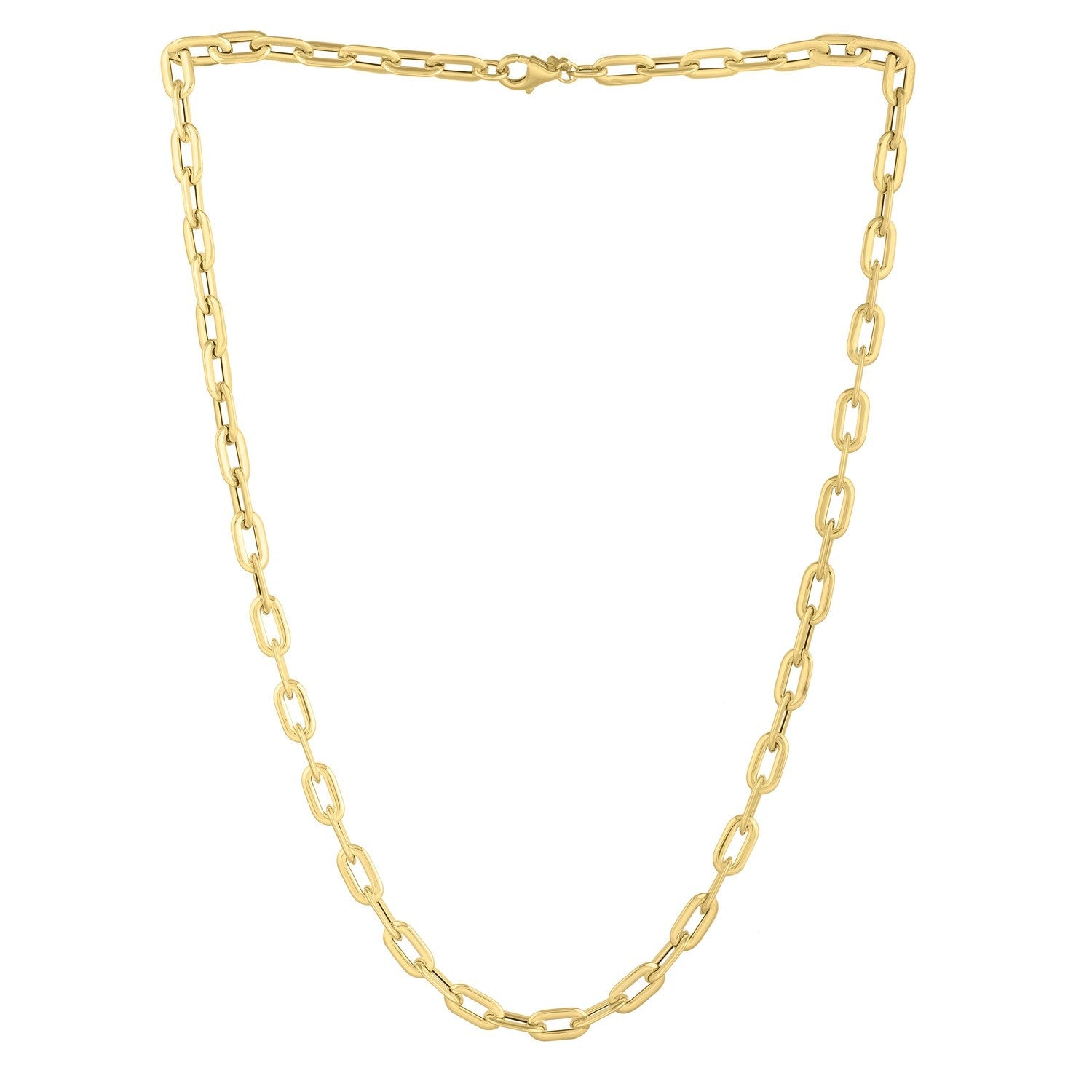 Oval Domed Paperclip Necklace in 14K Yellow Gold