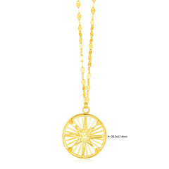 14k Yellow Gold Necklace with Compass Pendant