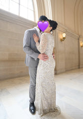 Aleena Bridal Embellished Pearl Crystal Beaded Gown With Detachable Overskirt