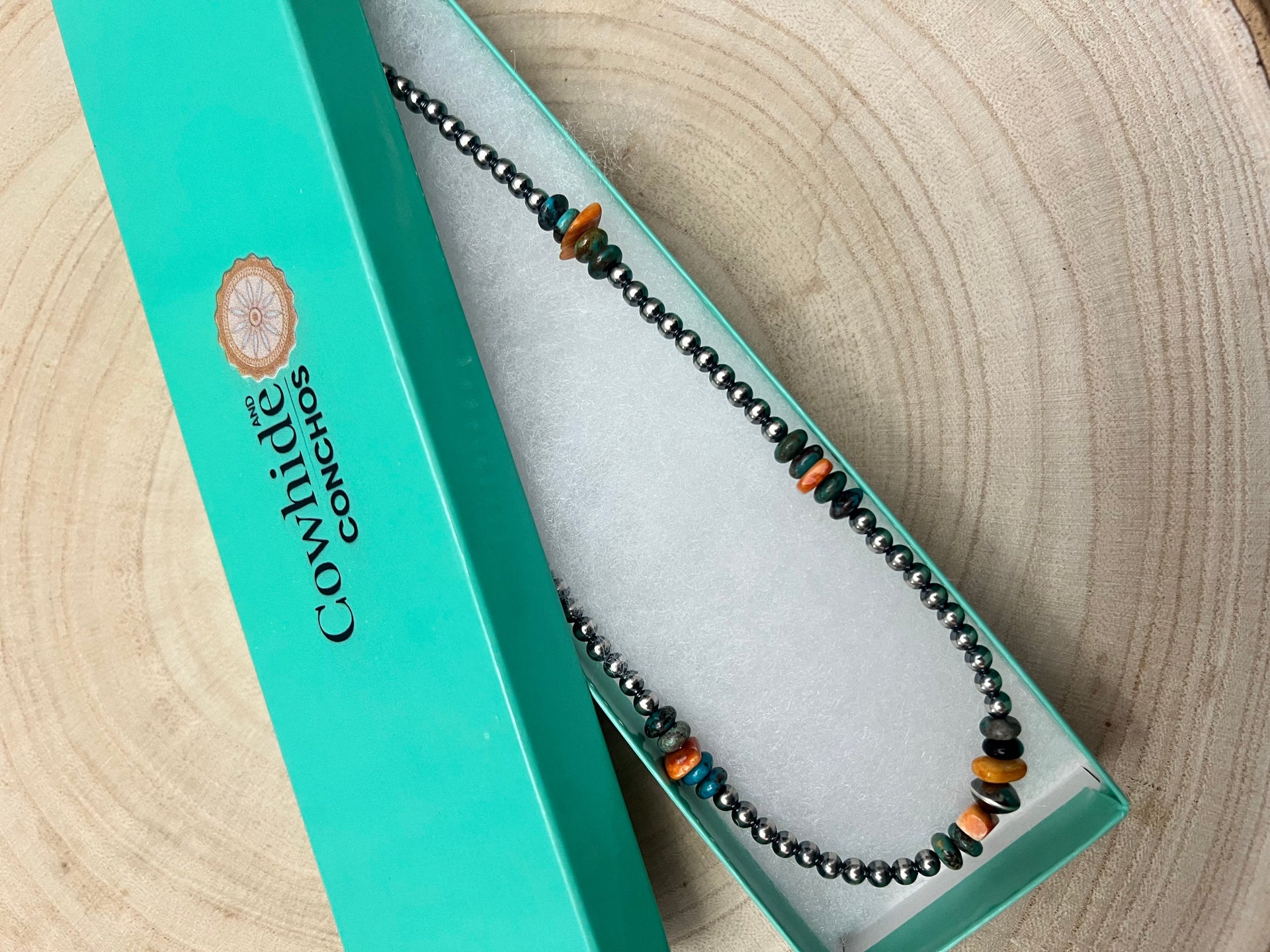 4mm Sterling Pearl and genuine turquoise and spiny choker - 14 inch