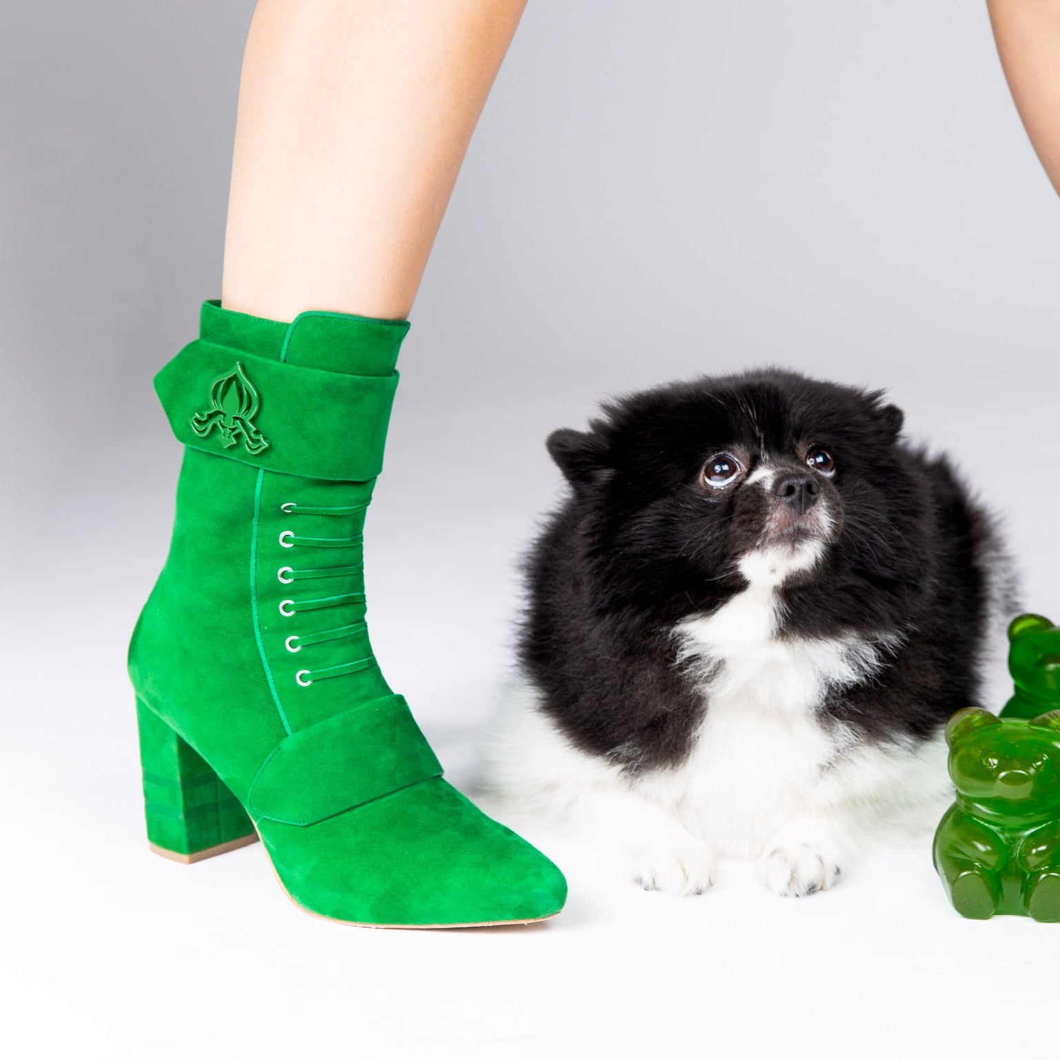 Michaela V Marta Green Suede Boots