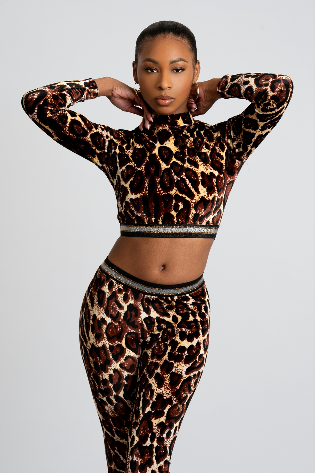 Kali Cheetah Print Velour Two-Piece Set