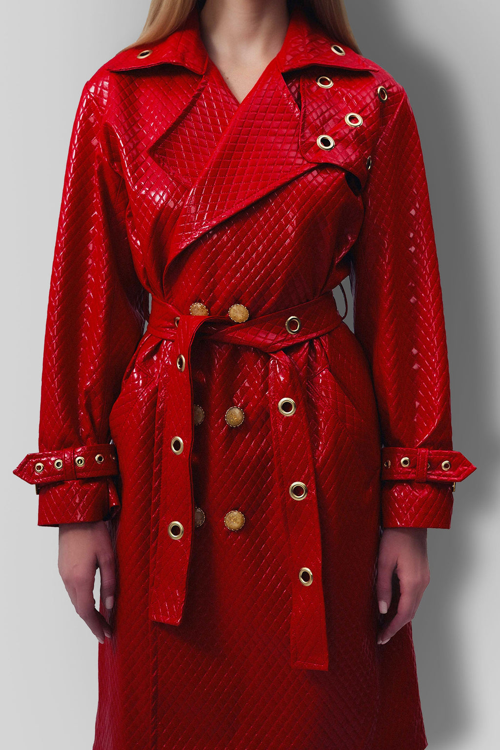 Trinity Quilted Vegan Leather Trench Coat