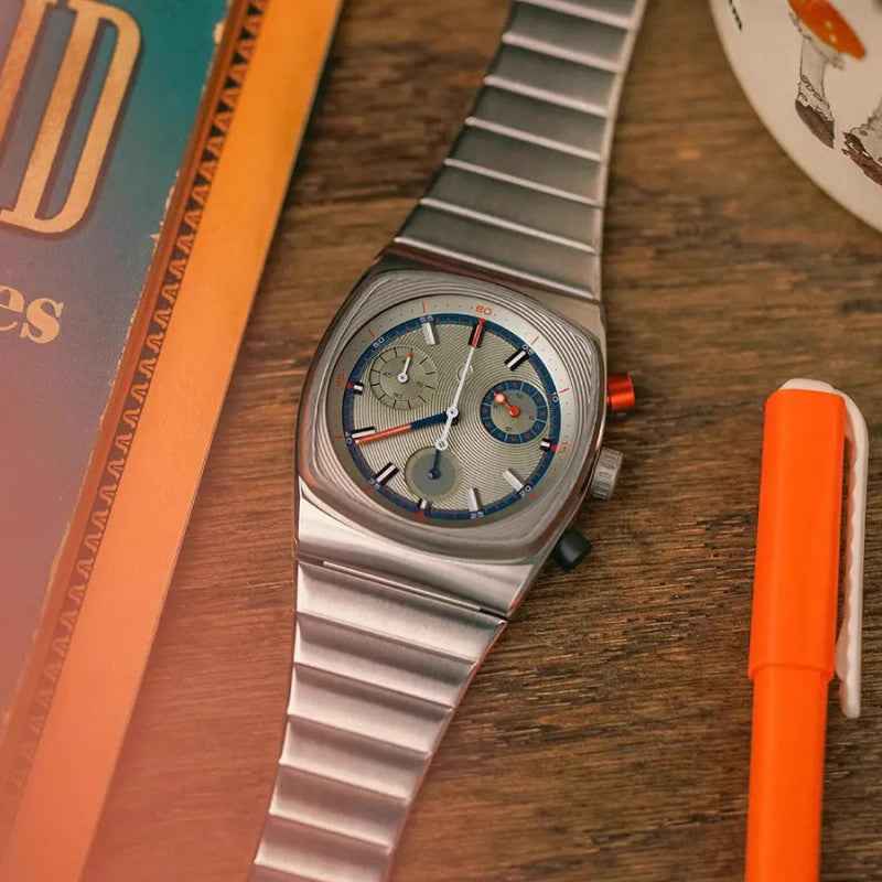 Men’s Sports Mechanical Watch - Silver/Red/Blue Steel Automatic