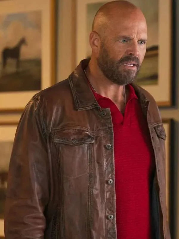 David Denman Peacemaker Brown Leather Jacket