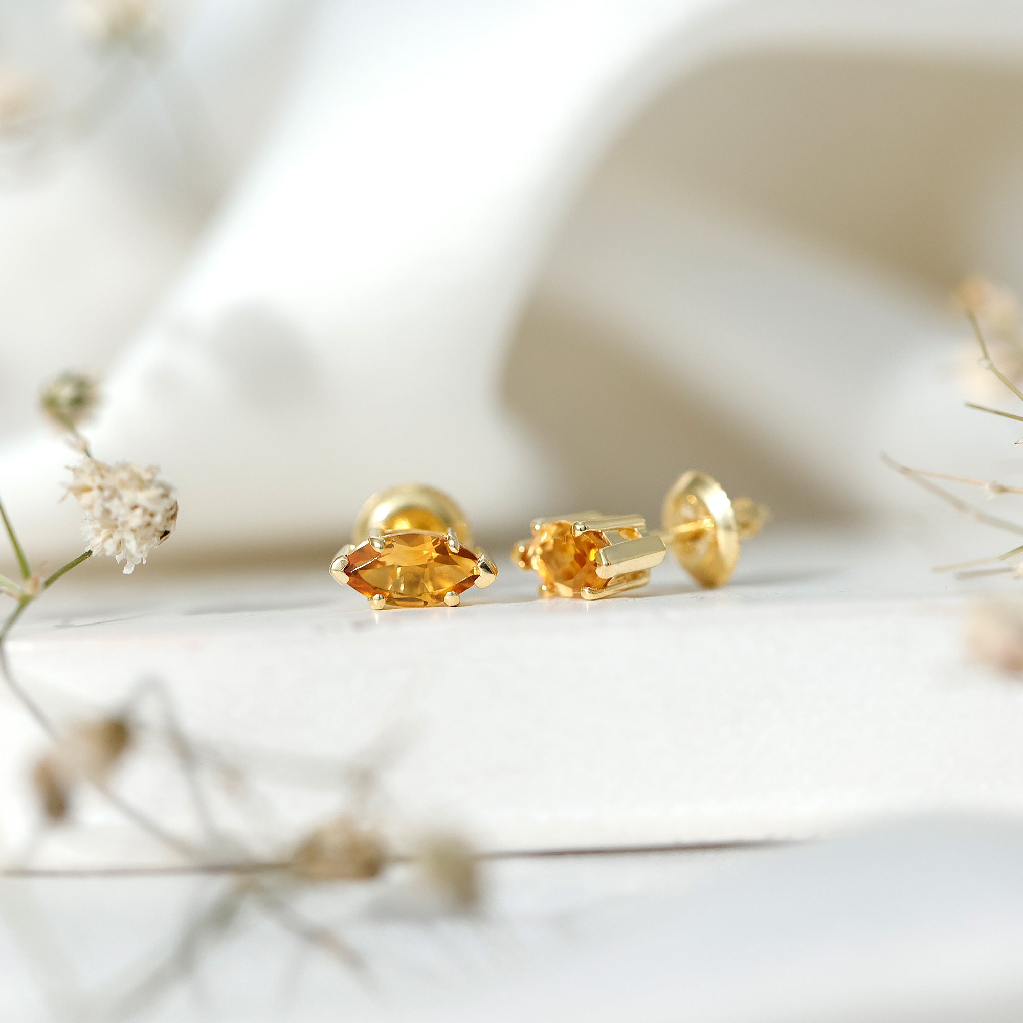 November Birthstone Earrings with Marquise Cut Citrine