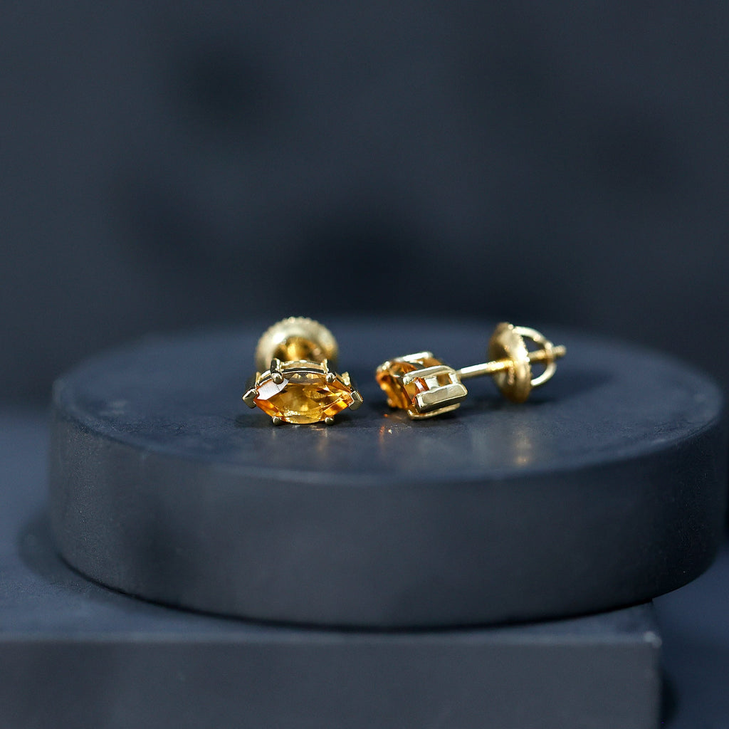 November Birthstone Earrings with Marquise Cut Citrine