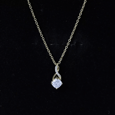 Cushion Cut 5 MM Moissanite Infinity Necklace with Silver Chain