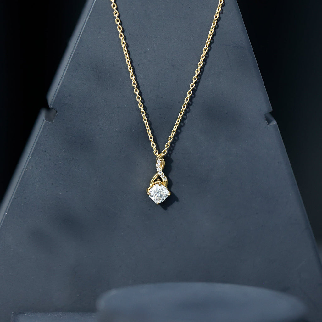 Cushion Cut 5 MM Moissanite Infinity Necklace with Silver Chain