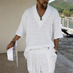 Men Casual Knitted Two Piece Shorts Summer set