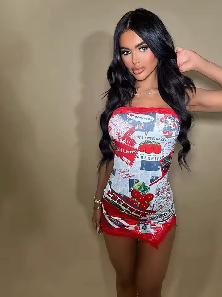 The Cherry Sweetheart Mini Dress