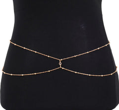Clear Rhinestone Beaded Belly Chains For Women Gold Silver Color Metal