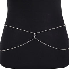 Clear Rhinestone Beaded Belly Chains For Women Gold Silver Color Metal