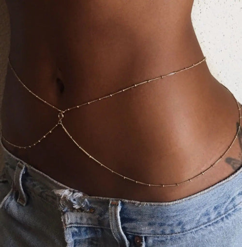 Clear Rhinestone Beaded Belly Chains For Women Gold Silver Color Metal