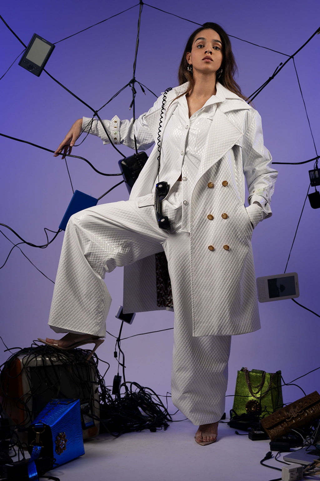 Trinity Quilted Vegan Leather Trench Coat