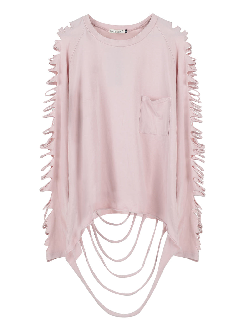 Ripped Long-Sleeve Pullover Top