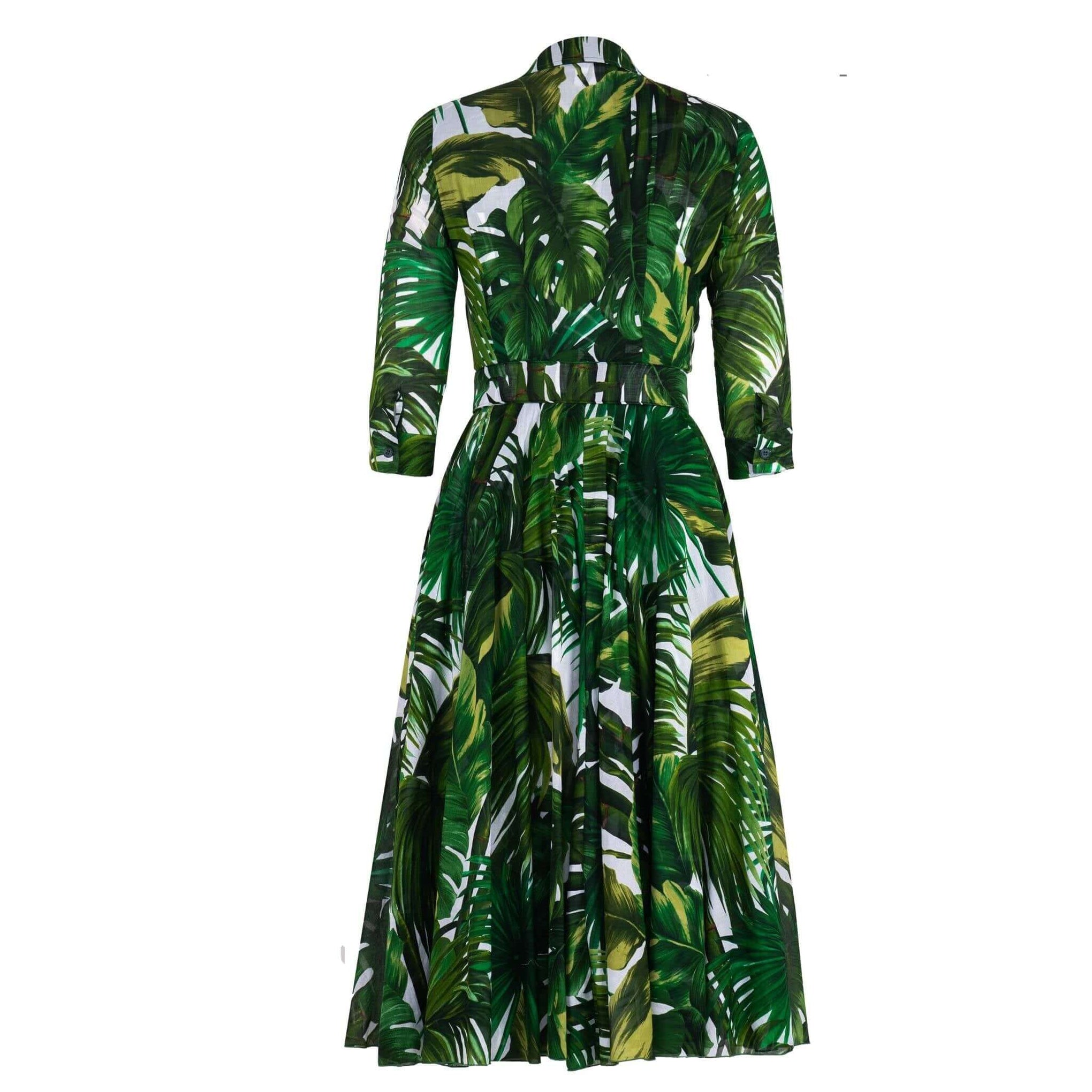 Aster Dress Honolulu Palm White Pine Green Dress
