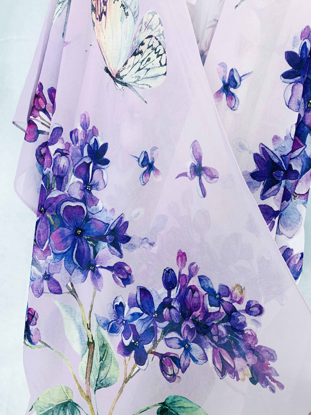 Purple Floral & Butterfly Kimono