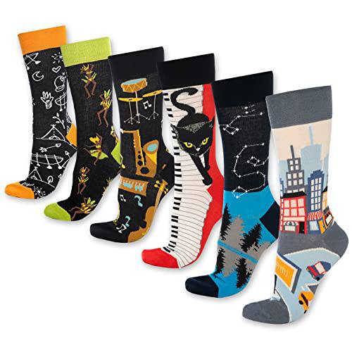 Fun Crew Socks for Men and Women – Colorful Cotton Novelty 6-Pack