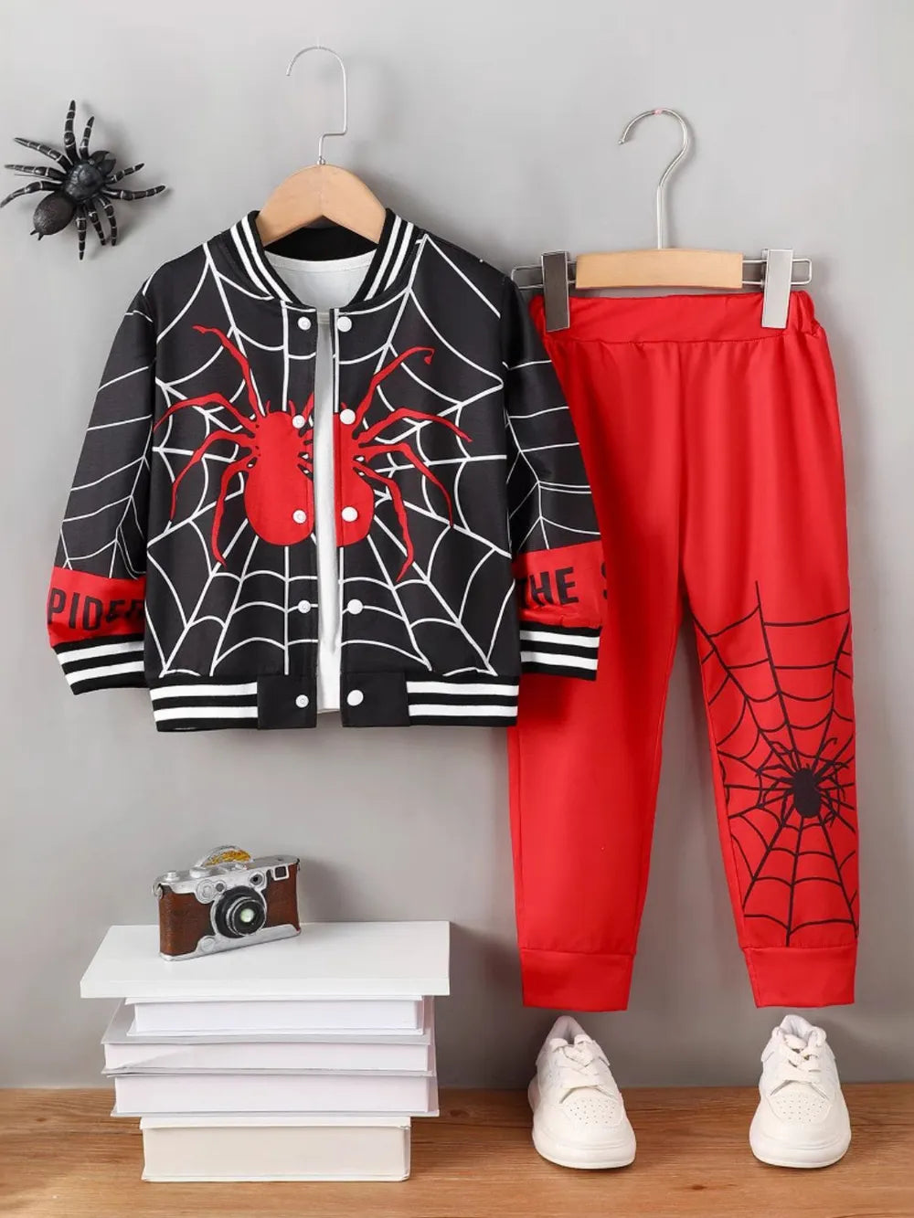 Spider Baseball Collar Top and Pants Set