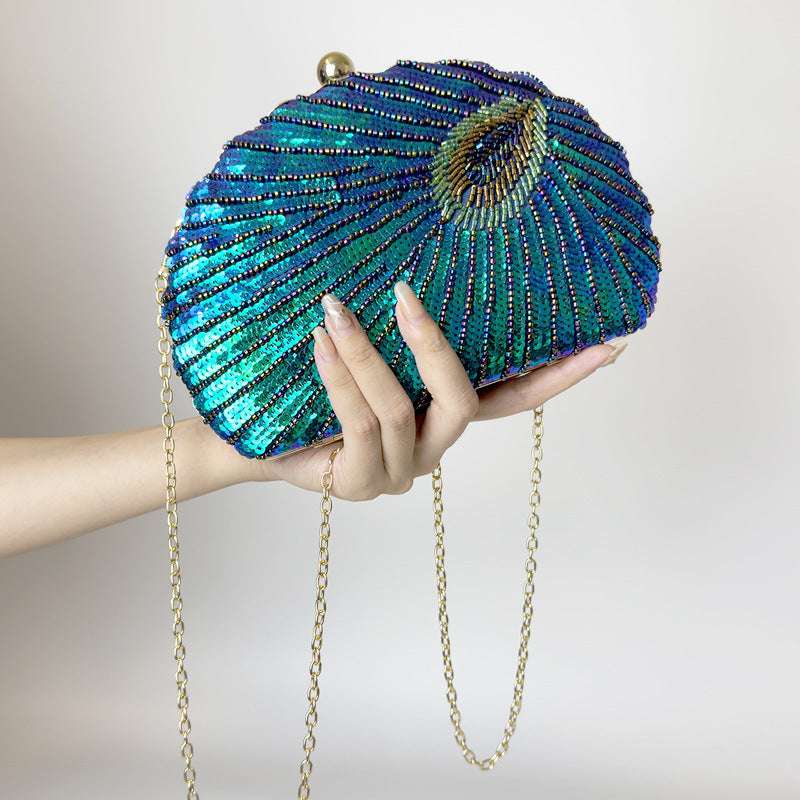 The Peacock Shell - Beaded Clutch Inspired by Nature