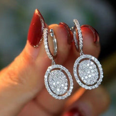 White Gold Oval Earrings - Stylish Elegance for Every Occasion