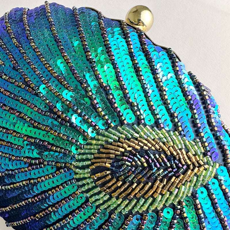 The Peacock Shell - Beaded Clutch Inspired by Nature