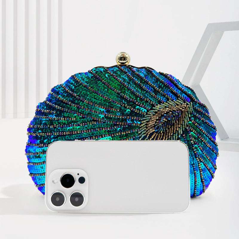 The Peacock Shell - Beaded Clutch Inspired by Nature