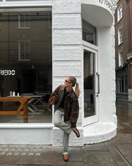 Women's Distressed Brown Oversized Leather Jacket, Women 1980's Style Jacket, Ladies Bomber Jacket, Soft Leather, Christmas Gift For Her