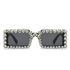 Retro Fashion Diamond Embedded Square Frame Sunglasses