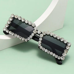 Retro Fashion Diamond Embedded Square Frame Sunglasses