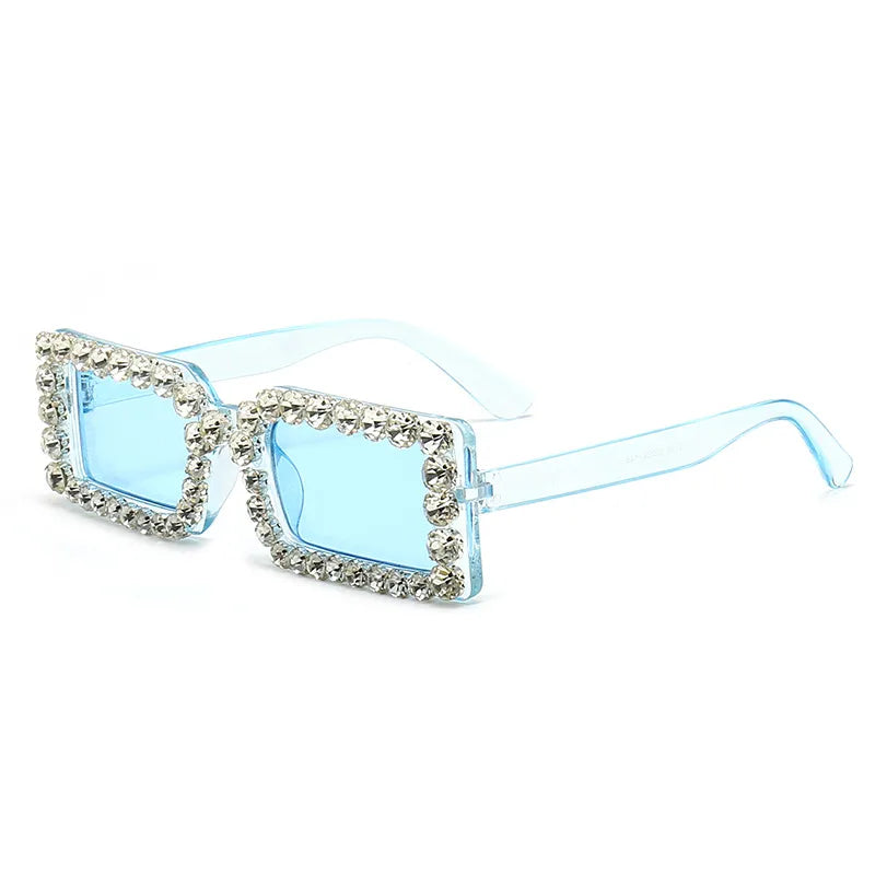 Retro Fashion Diamond Embedded Square Frame Sunglasses