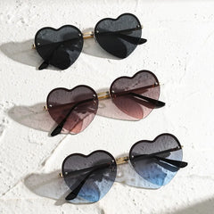 Heart-Shaped Half-Rim Metal Sunglasses