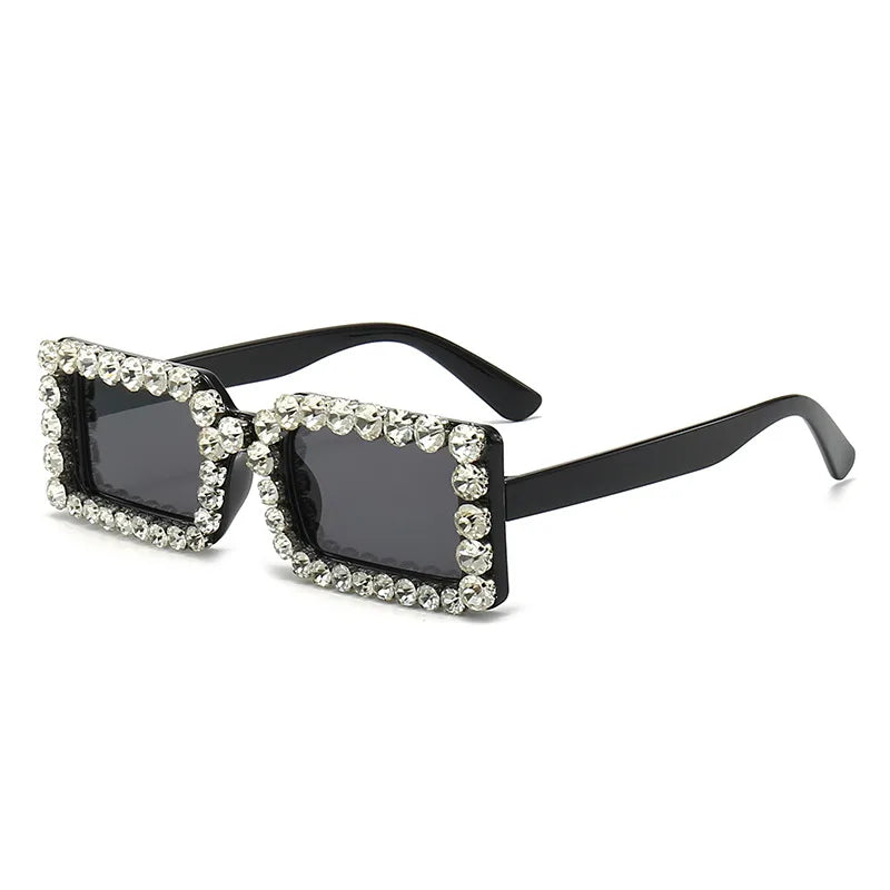 Retro Fashion Diamond Embedded Square Frame Sunglasses