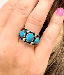 3 Stone Kingman Turquoise Ring